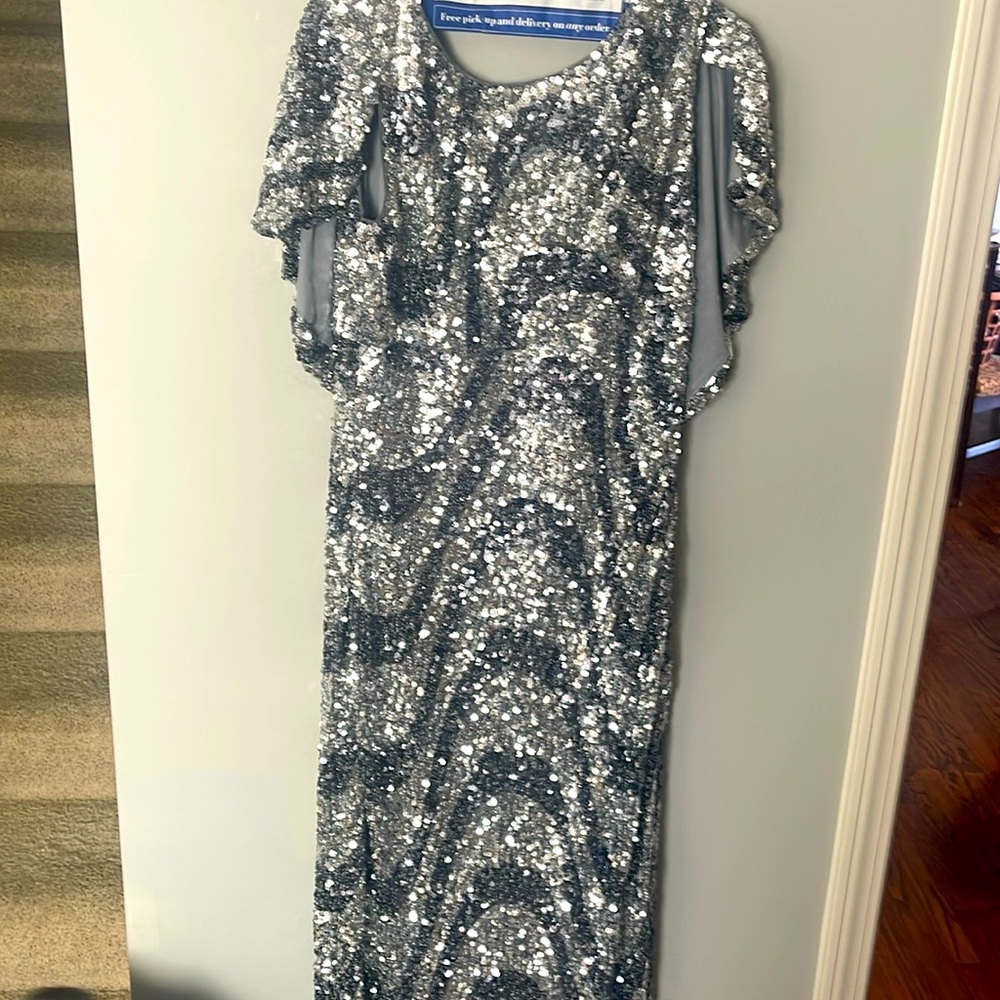 R & M Richard’s Dress, Size 10 Silver and Gray Sequins